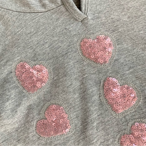 Pinc Gray Hoodie Sweatshirt with Pink Mesh & Sequin Hearts Size 4 - Picture 2 of 5